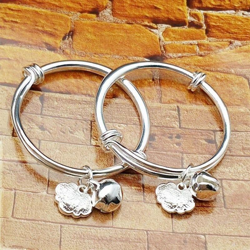 Small bell for men and women girl's, silver bracelet, adjustable grabber, Birthday gift