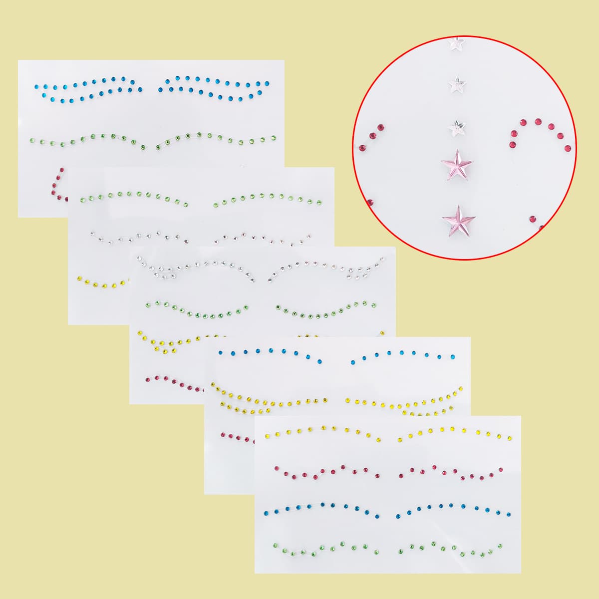 Diamond Crystal Face Gems - Rhinestone Eye Stickers 4