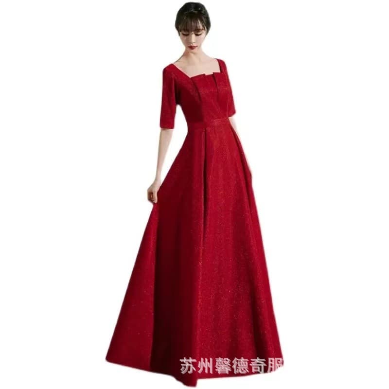 Spot new 520 red song competition chorus costumes female long skirt student conductor dress choir version A body suit 5