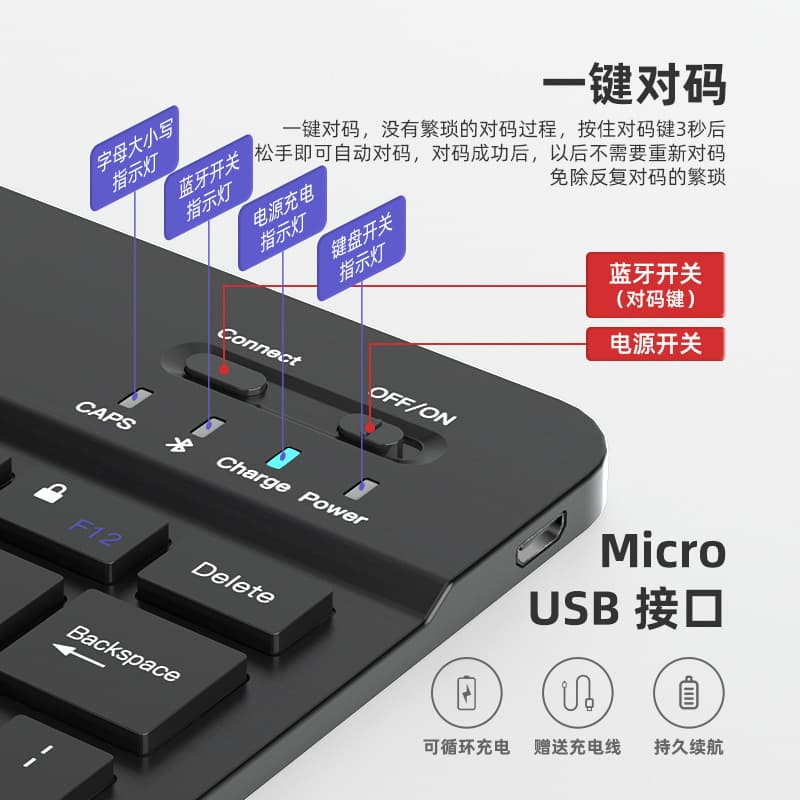 Huawei, wireless ultra thin mute compatible keyboard, tablet mobile phone for office, set, bluetooth, custom-made 3