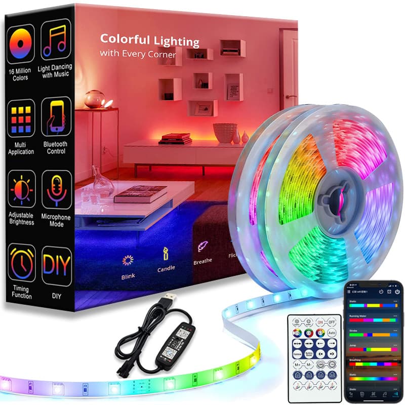 5V colorful USB light strip RGB flashing color changing ws2812b Bluetooth running light with marquee desktop atmosphere l 5