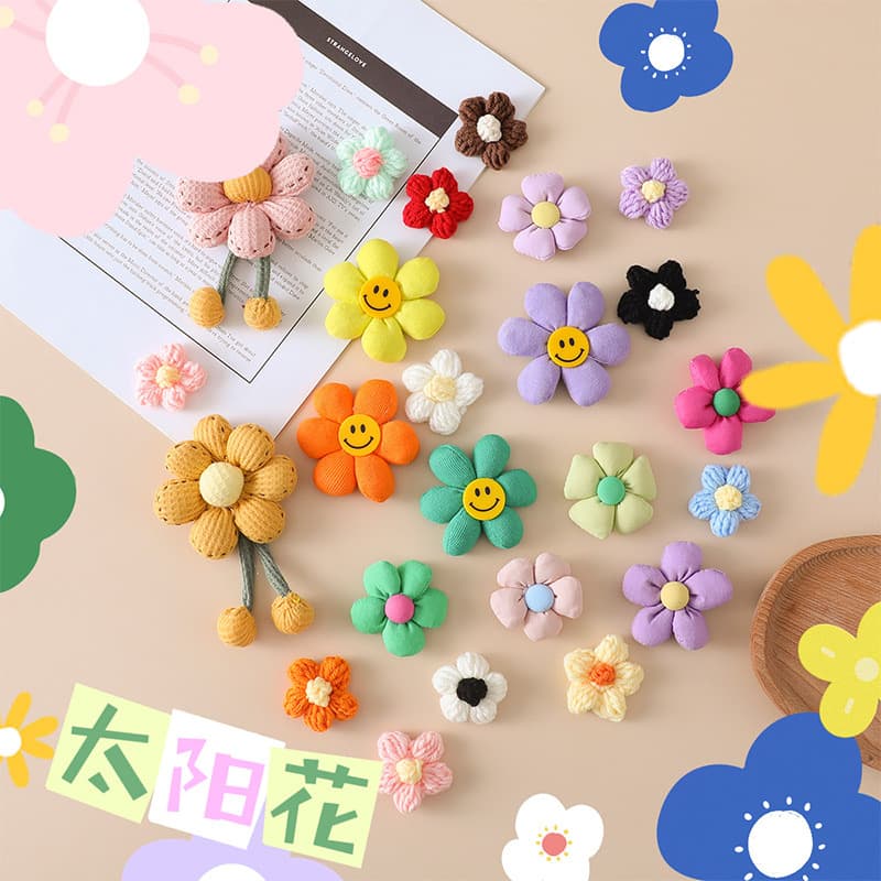 Cloth solar-powered, cute brooch, children's pendant, pin lapel pin, linen bag, accessory, flowered, DIY, Birthday gift 1