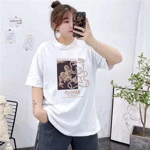 300 catties extra large size 240 catties suitable for fat women to cover belly and make them look slimming 200 catties top for women loose short-sleeved T-shirt 2