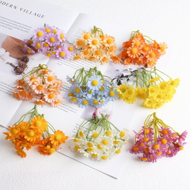 Simulation little daisy flower DIY manual accessories decorate 5 chrysanthemum fake flower home decoration ornaments