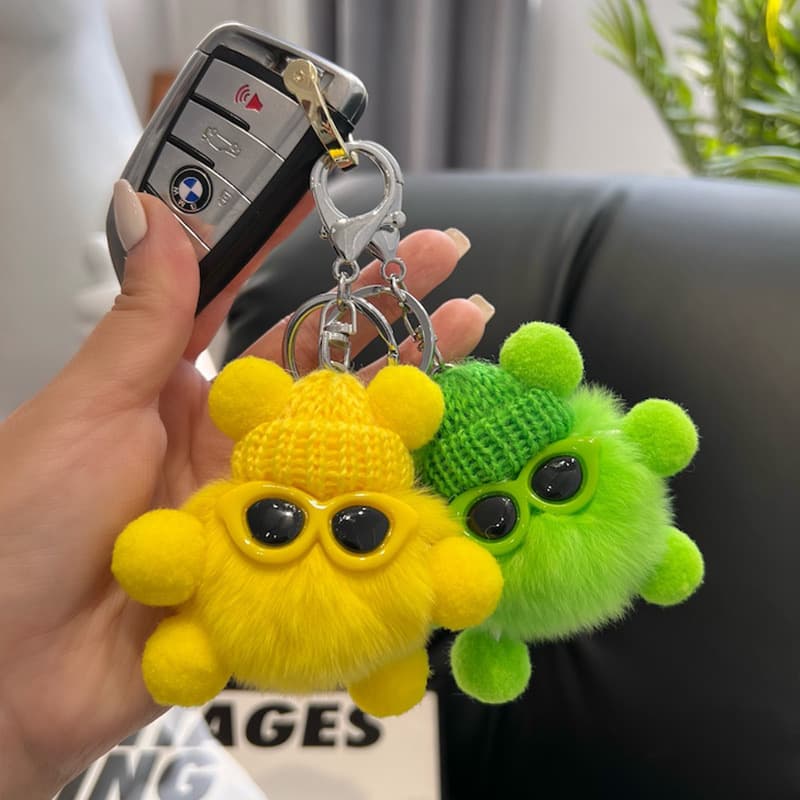 Plush pendant, cartoon car keys, key bag, card holder, doll, keychain 3