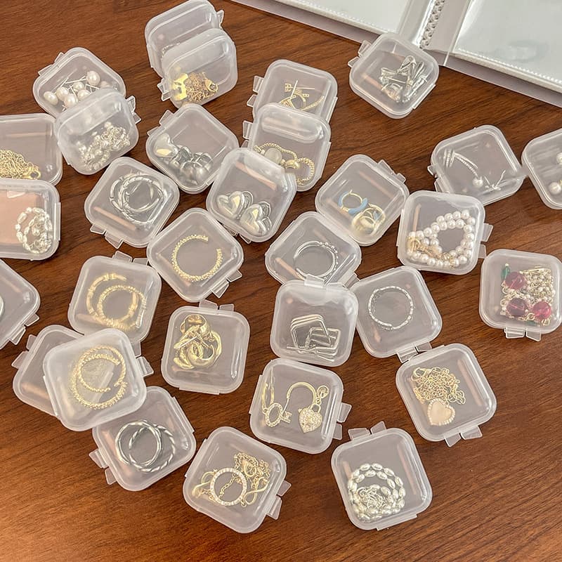 Plastic transparent small box, square earplugs, jewelry, earrings, storage system 2