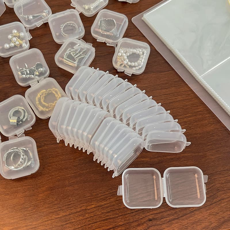 Plastic transparent small box, square earplugs, jewelry, earrings, storage system 3