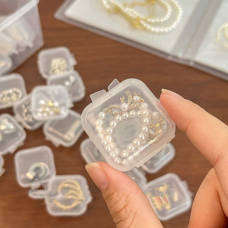Plastic transparent small box, square earplugs, jewelry, earrings, storage system 4