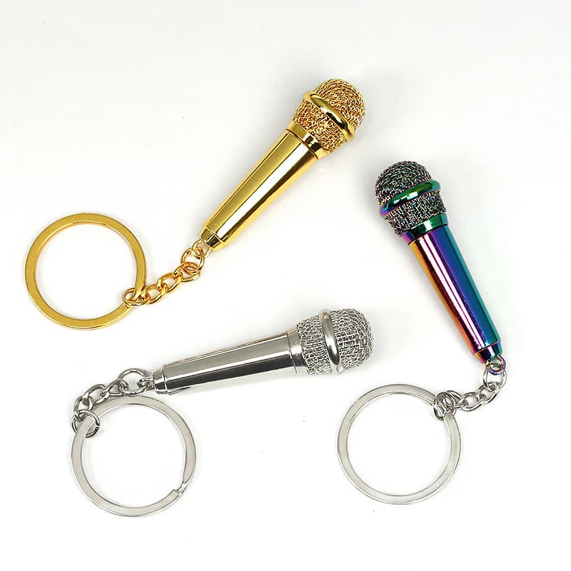 (Cross-border trading), car keys, realistic pendant, metal microphone, keychain, Birthday gift