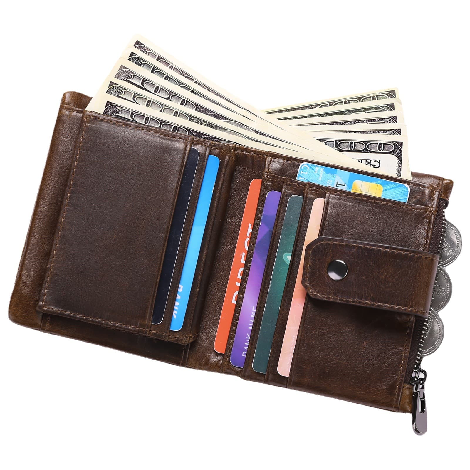 Men's retro wallet, genuine leather, anti-theft 5