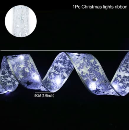 Ribbon strings LED Christmas tree decorative lights festive atmosphere, color lamp double -layer hot gold satin ribbon copper lamp 6