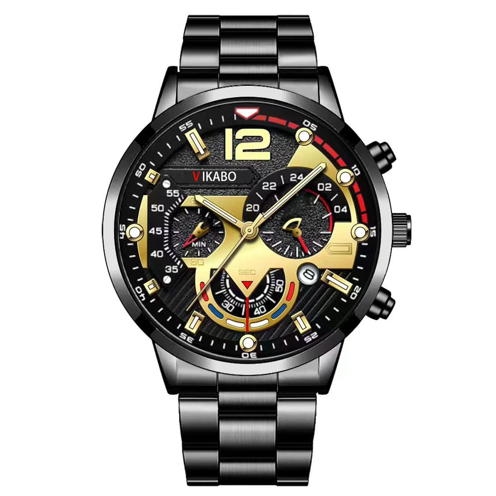 (Cross-border trading), fashionable quartz steel belt stainless steel, calendar, men's watch, (Physicals)