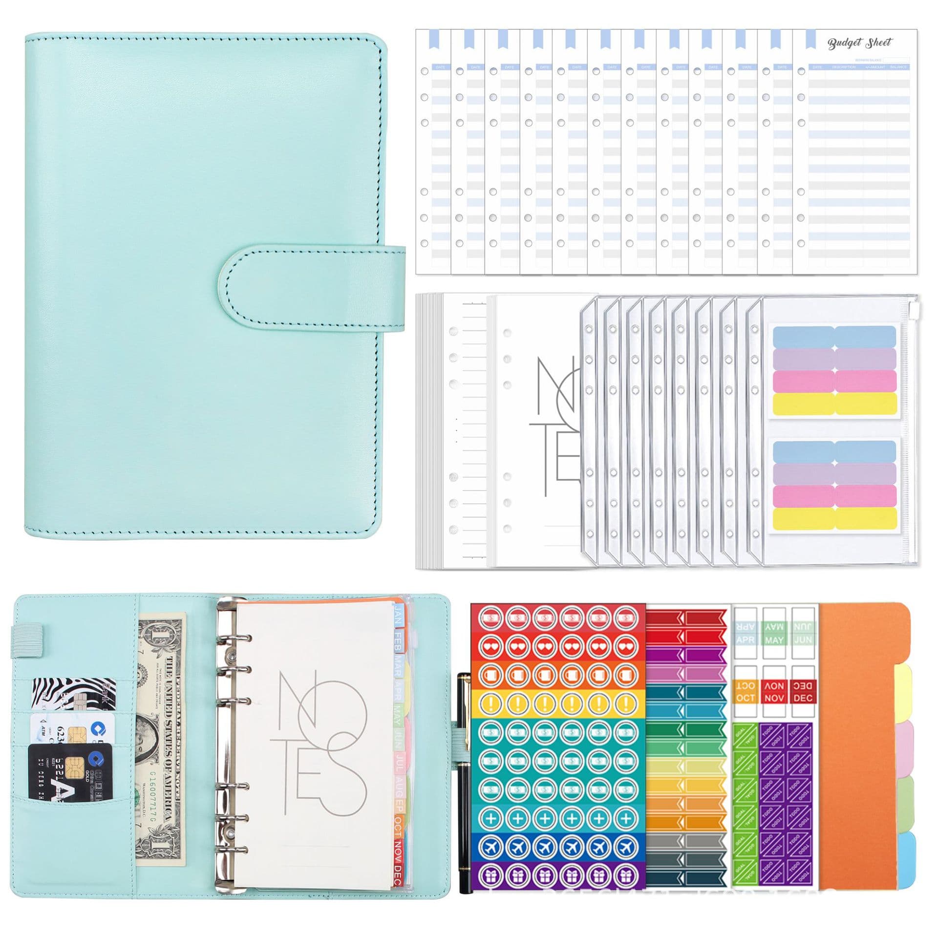 Cross -border spot leather Macaron A6 live page bookkeeping notebook Creative cash budget financial planning handbook