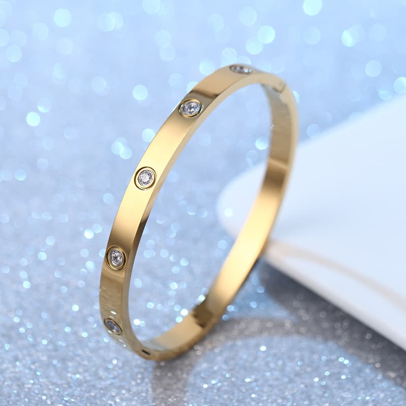 (Cross-border trading), fashionable trend bracelet stainless steel, for beloved, diamond encrusted, custom-made 3