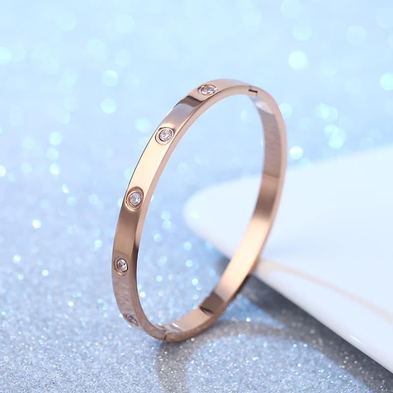 (Cross-border trading), fashionable trend bracelet stainless steel, for beloved, diamond encrusted, custom-made 4