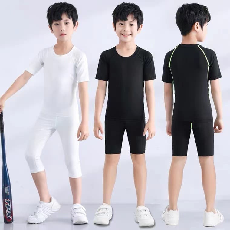 Children's sports basketball football trousers for training, base quick dry shorts, T-shirt, tight, for running 2