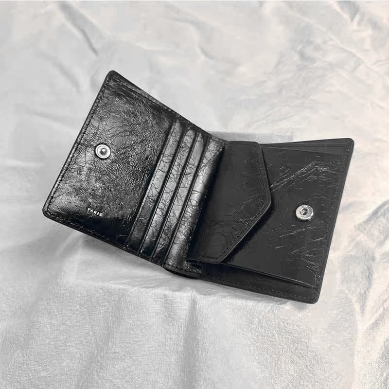 Classic leather black wallet for men and women, card holder, cowhide, genuine leather 4