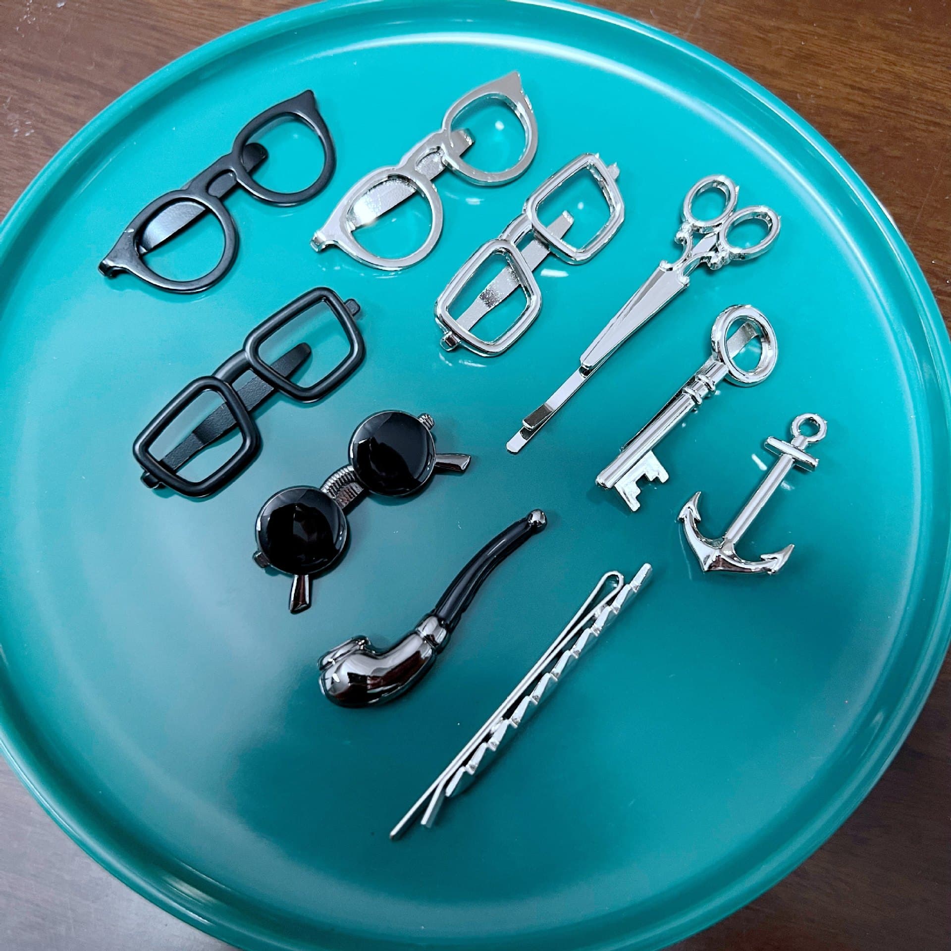 Metal minimalistic fashionable tie, accessory, Korean style