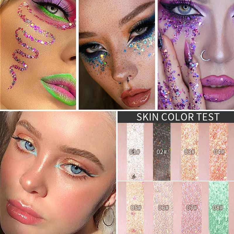 QIC Single Color Pearl Eyeshadow with Glitter & Liquid Highlight 2
