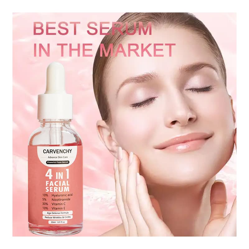 [跨境精华4 in 1 Face serum Hyaluronic精华液 补水紧致提亮肤色]