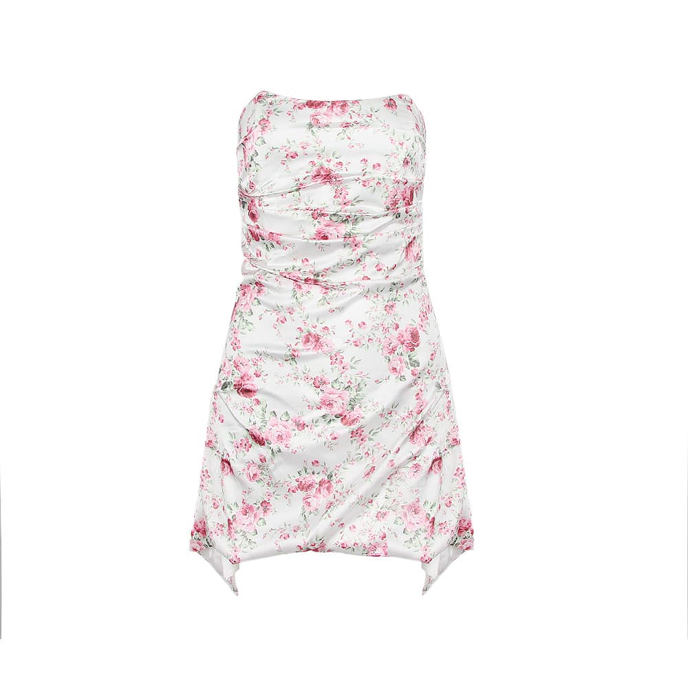 Tube top, dress, European style, flowered, slim fit, backless 5