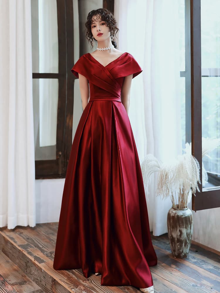 Burgundy evening dress for pregnant, for teenagers, plus size 3