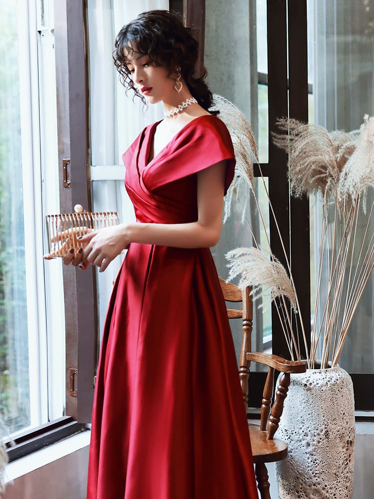 Burgundy evening dress for pregnant, for teenagers, plus size 4