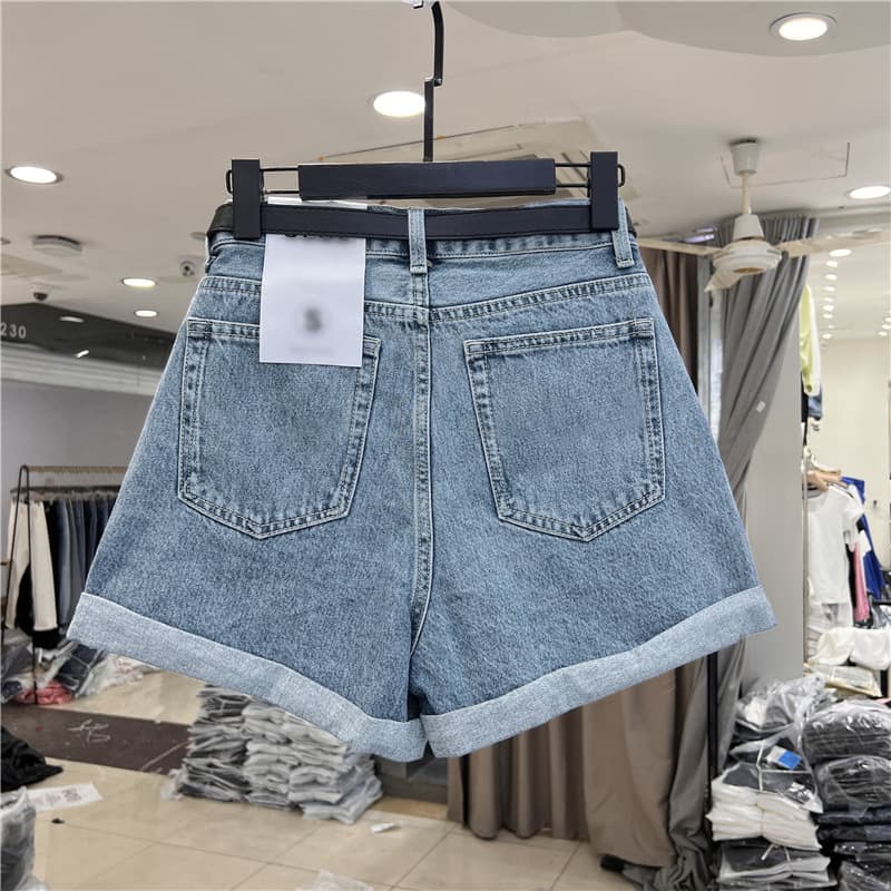 Summer denim skirt, thin retro shorts, fashionable trousers, western style, A-line 3