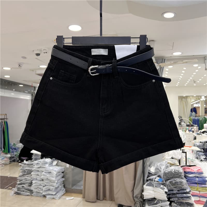 Summer denim skirt, thin retro shorts, fashionable trousers, western style, A-line 5