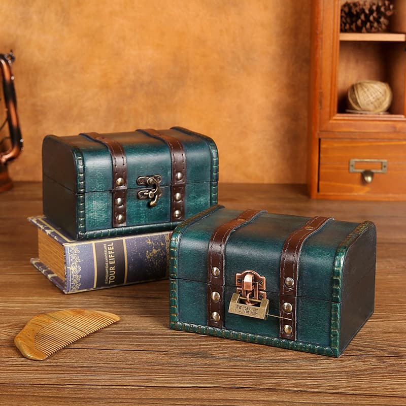 Retro storage system, wooden box, jewelry, wooden necklace and earrings, Birthday gift 1