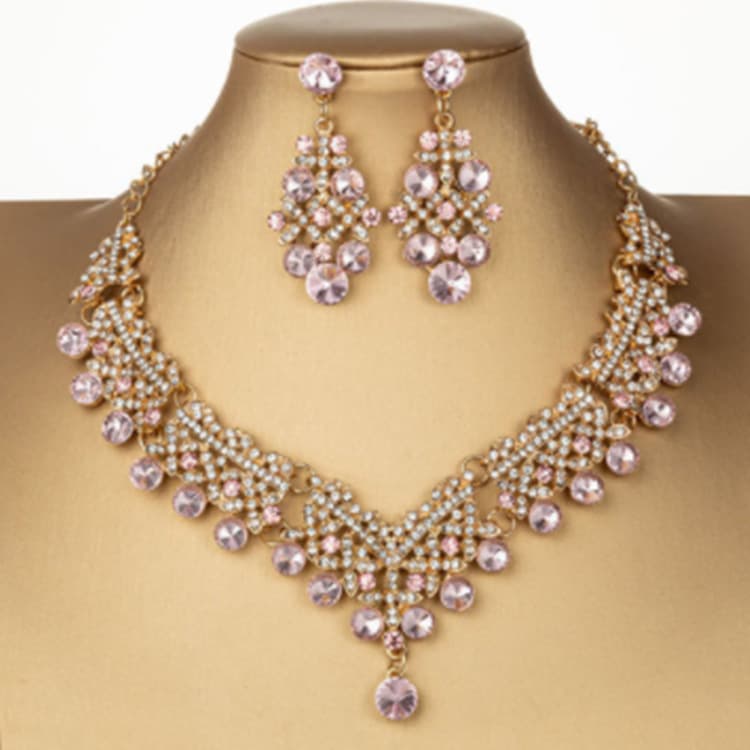 (Cross-border trading), chain for bride, set, necklace and earrings, accessories, new collection, European style 4