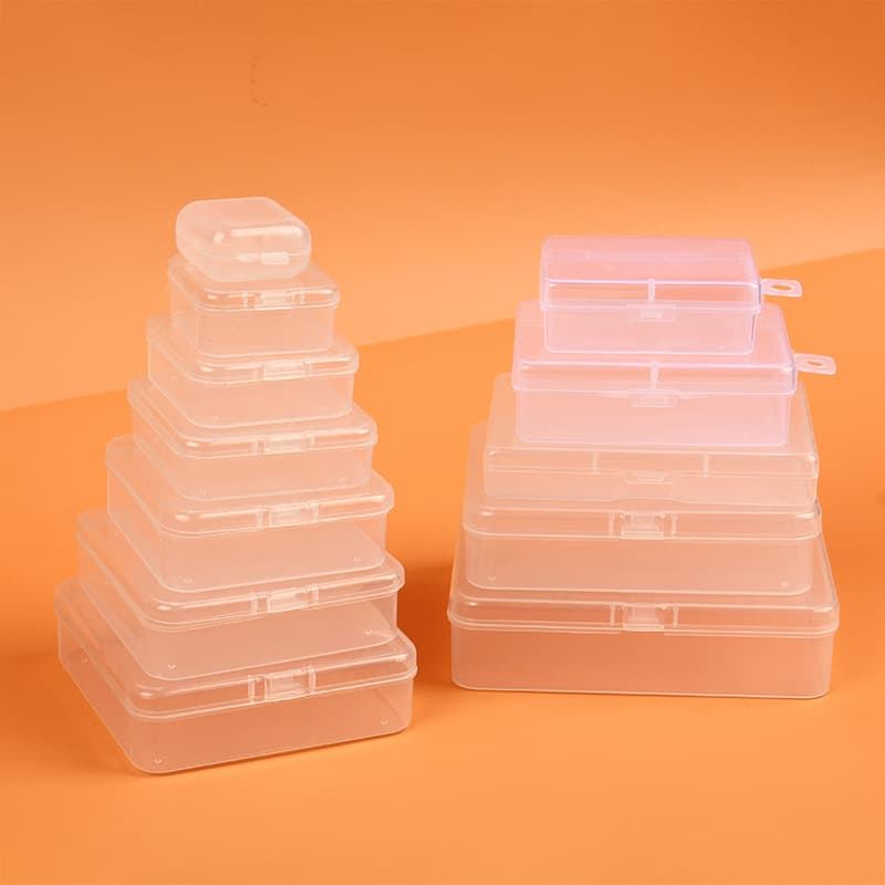 Square transparent plastic earplugs, accessory, storage box with beads