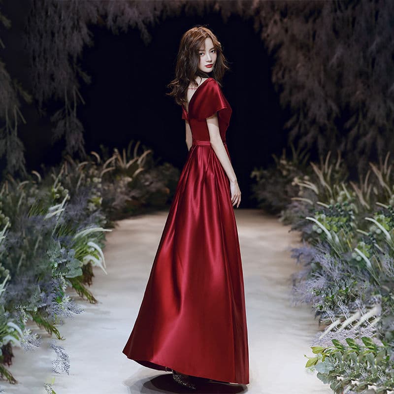 Evening dress, summer burgundy modern long-sleeve for pregnant, increased thickness 2