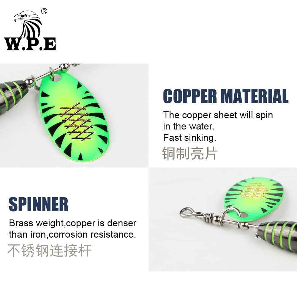 W.P.E Cross -border hard bait Luya rotating sequins, hard bait, feather road sub -bait high -carbon steel, three hooks, far -reaching metal 3