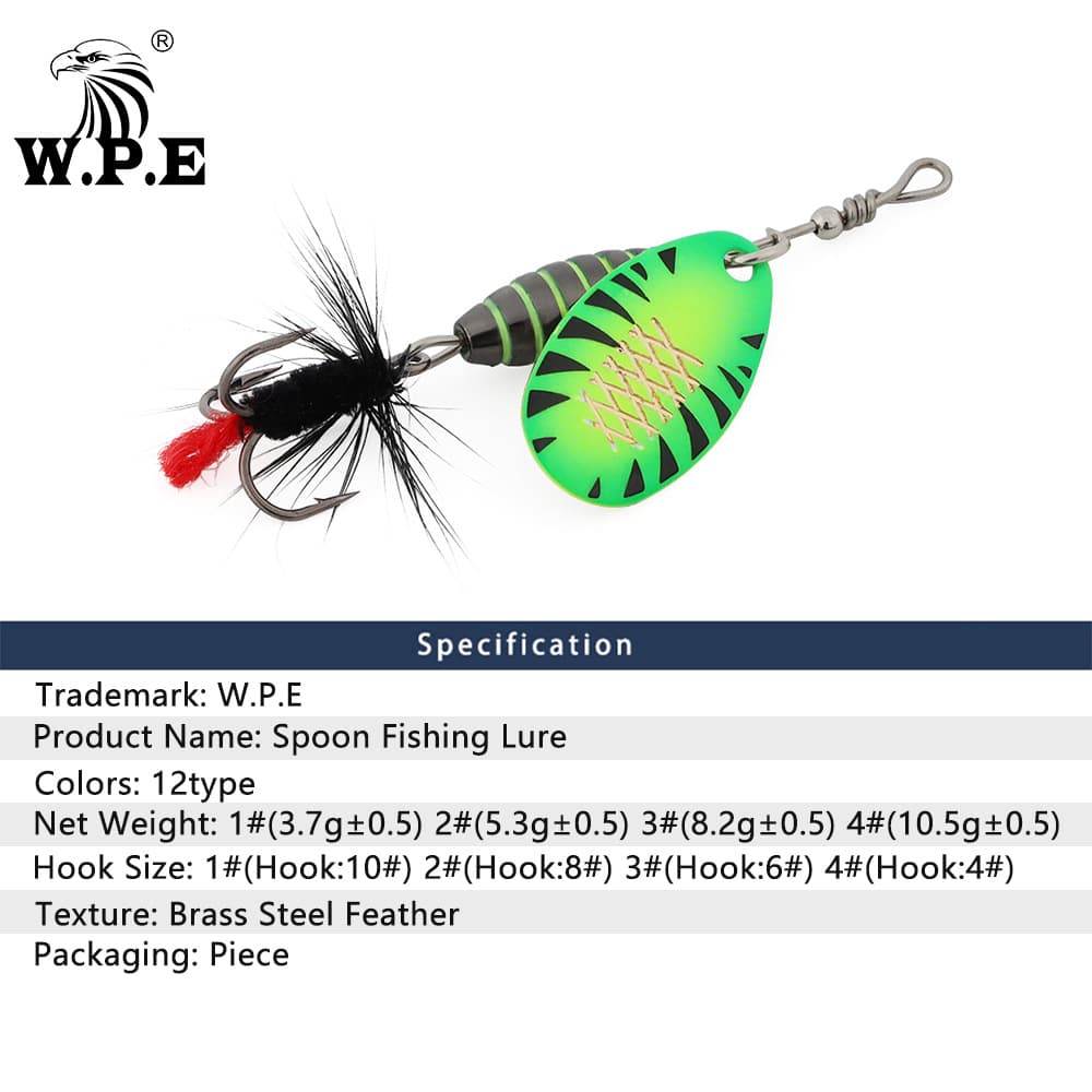 W.P.E Cross -border hard bait Luya rotating sequins, hard bait, feather road sub -bait high -carbon steel, three hooks, far -reaching metal 4