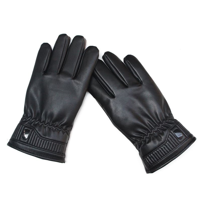 Men's fleece keep warm demi-season travel double-sided windproof black gloves with down 5