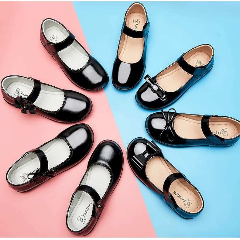 Girls black leather shoes performance shoes performance shoes princess shoes small leather shoes, children student leather soft bottom single shoes school shoes 4