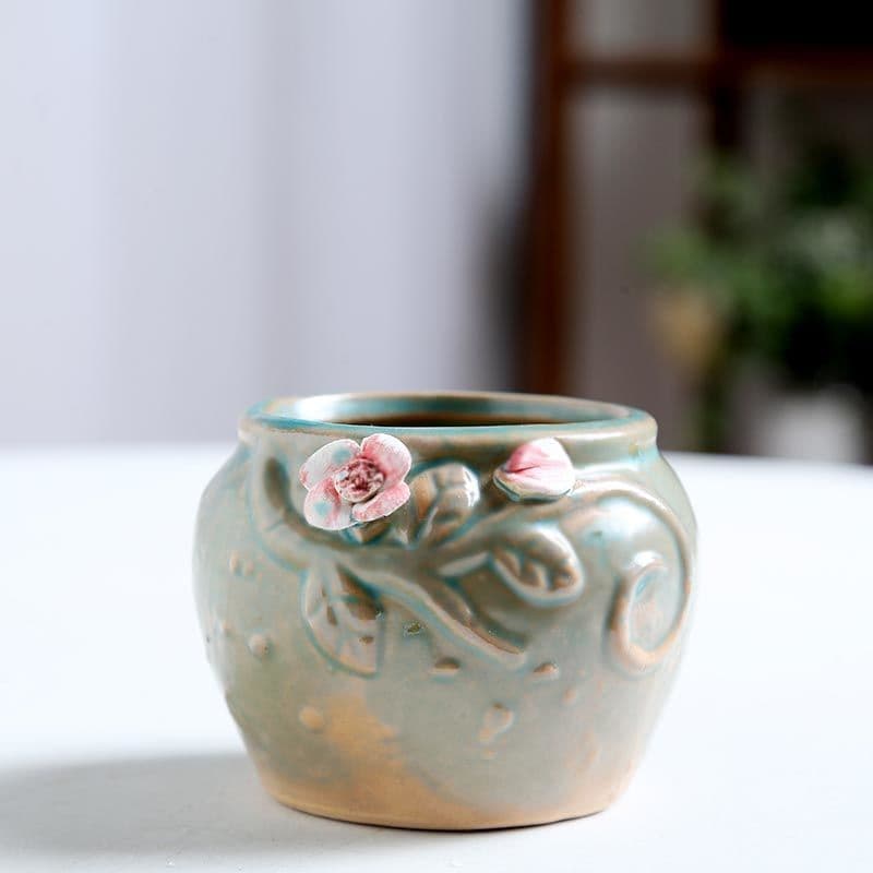 Painted creative ceramic three dimensional flowerpot flower-shaped