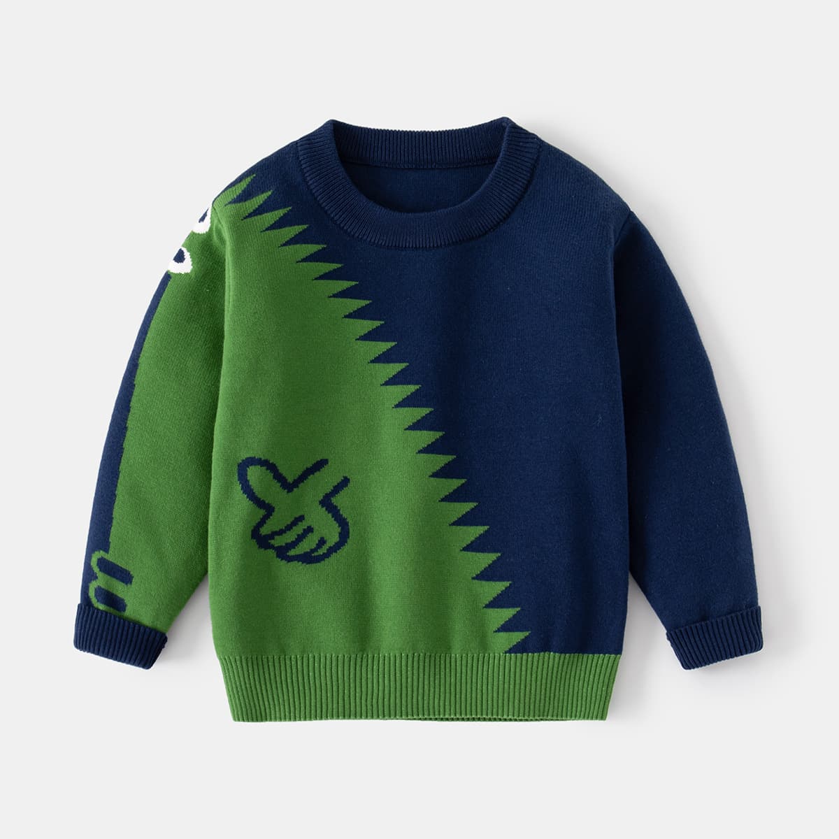 Cartoon cute dinosaur for boys, children's woolen sweater, knitted long-sleeve with a round collar, Korean style 2