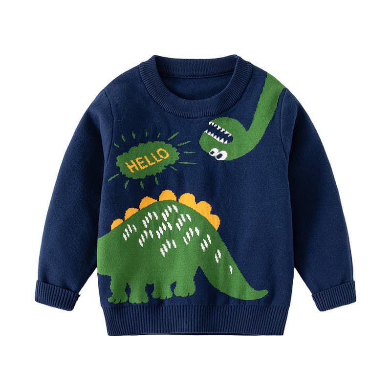 Cartoon cute dinosaur for boys, children's woolen sweater, knitted long-sleeve with a round collar, Korean style 5