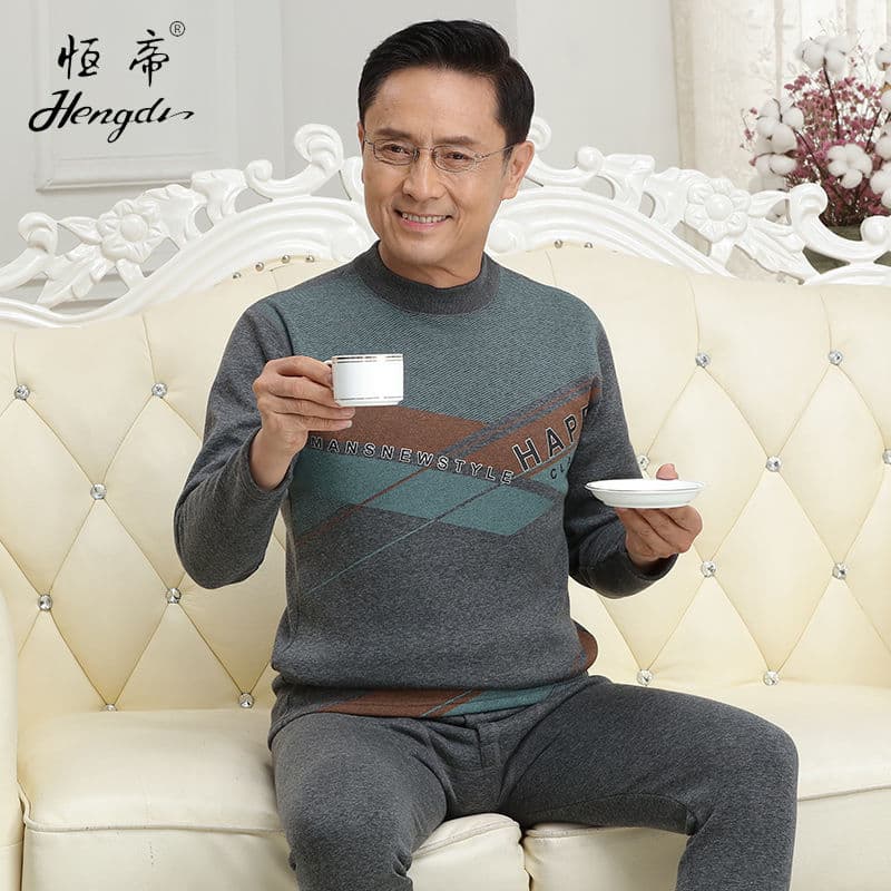 Men's insulated keep warm set for elderly, winter thermal underwear, for middle age, increased thickness, comfortable for older women 3