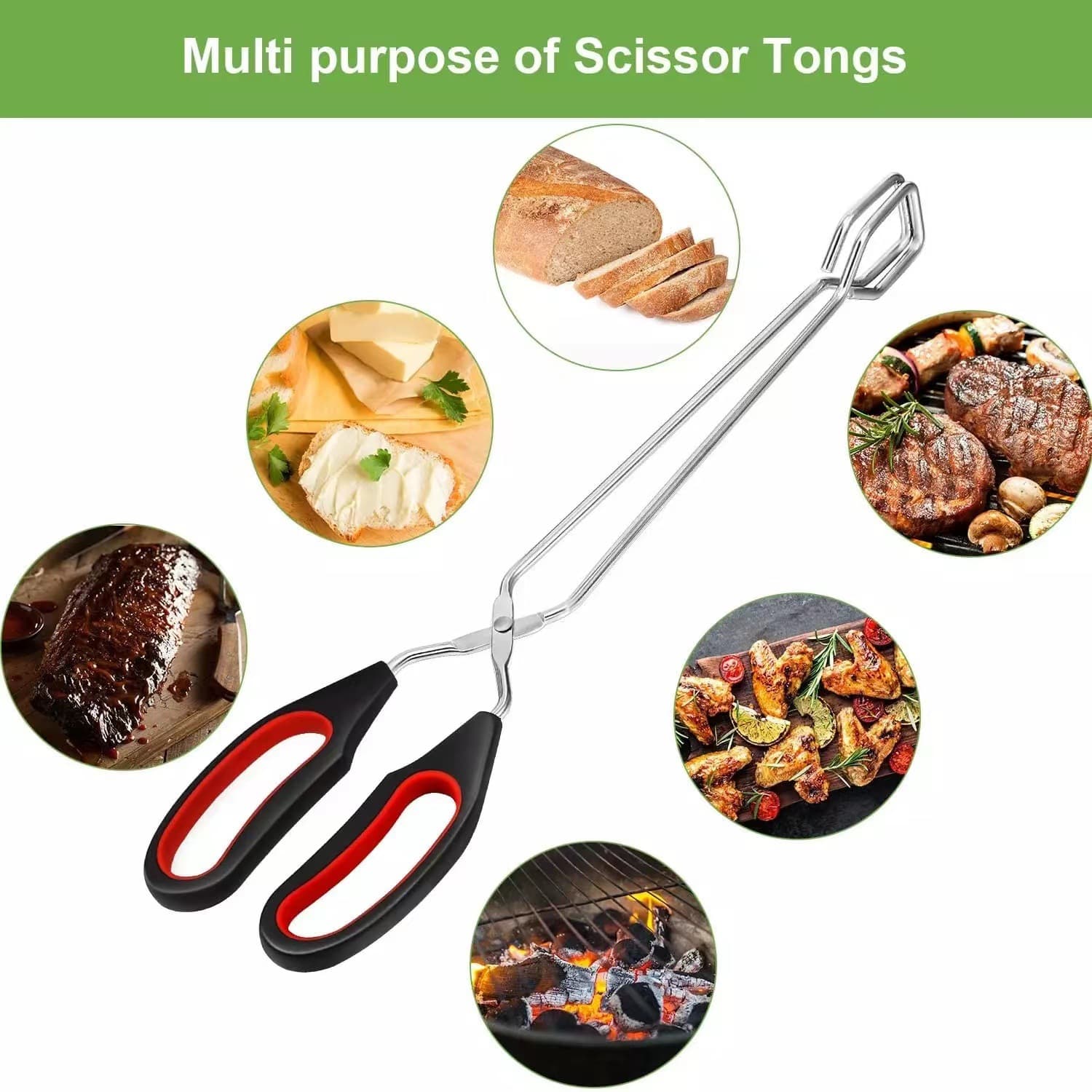 Stainless steel multifunctional food clip grill grilled charcoal sandwiches outdoor garbage clip folder growth fire tong barbecue tool 4