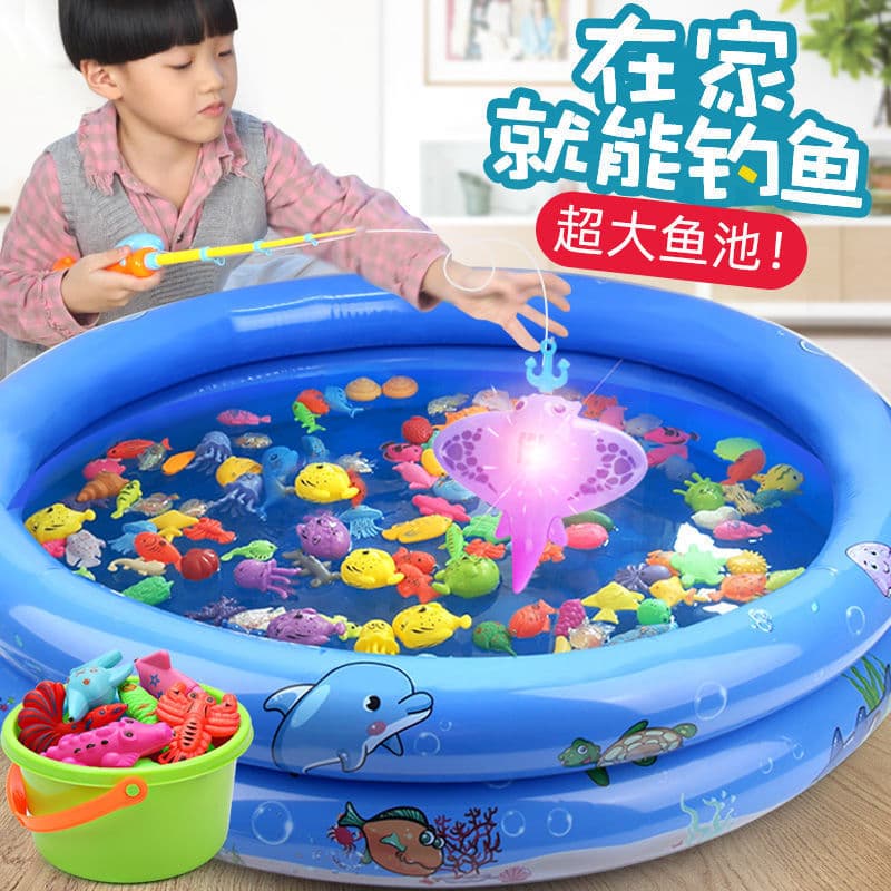 Children's fishes for fishing, set for boys and girls, magnetic family swimming pool, diving