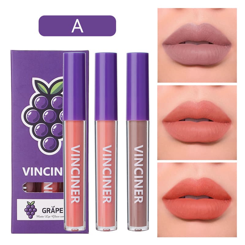 (Cross-border trading), lip gloss, matte set, moisturizing lipstick, lip balm, 3 pieces, translucent shading 3