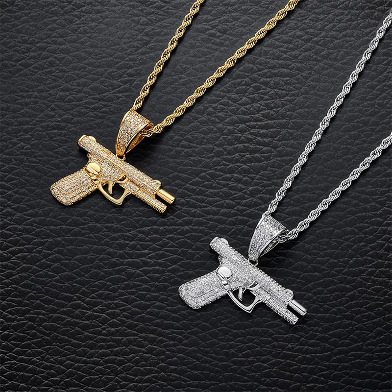 Necklace hip-hop style, creative gun with zircon, jewelry, European style, Birthday gift 2