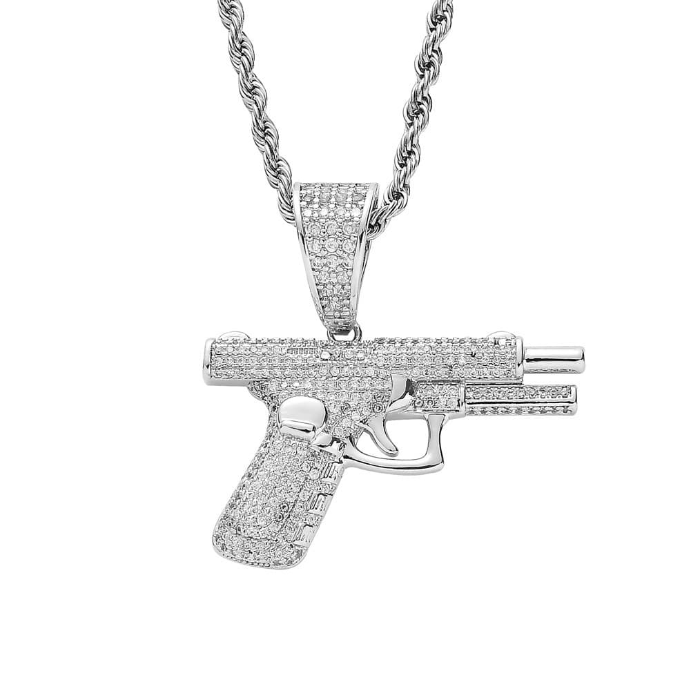 Necklace hip-hop style, creative gun with zircon, jewelry, European style, Birthday gift 5