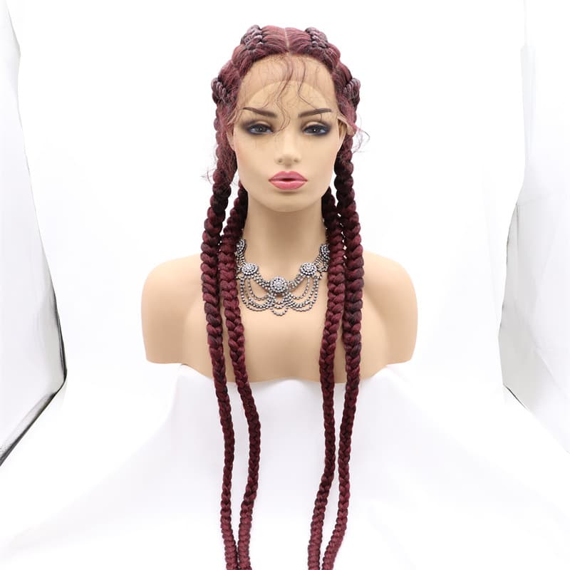 LACE FRONT BRAIDED WIGS HUMAN HAIR for WOMEN Short Four Brainy Chemical Fiber Fiber Head 2