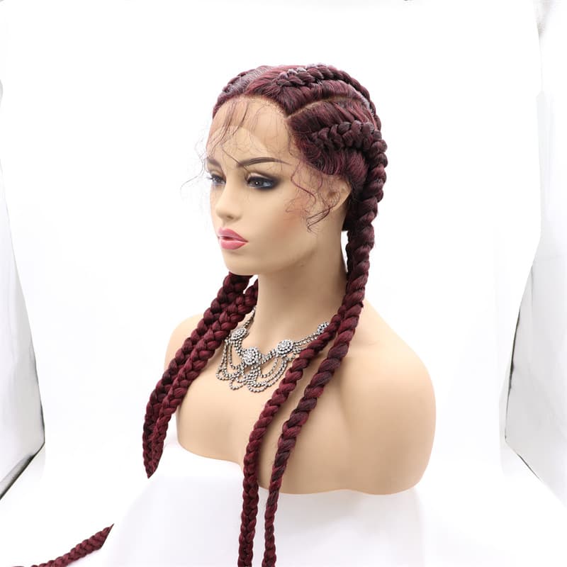 LACE FRONT BRAIDED WIGS HUMAN HAIR for WOMEN Short Four Brainy Chemical Fiber Fiber Head 3
