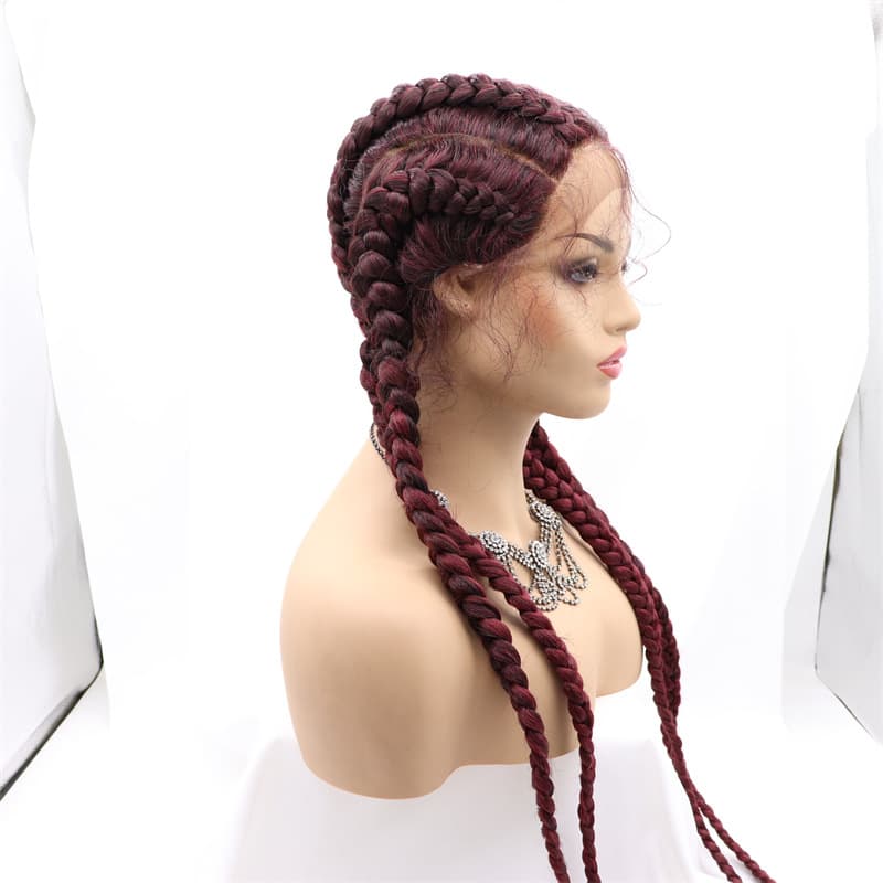 LACE FRONT BRAIDED WIGS HUMAN HAIR for WOMEN Short Four Brainy Chemical Fiber Fiber Head 4