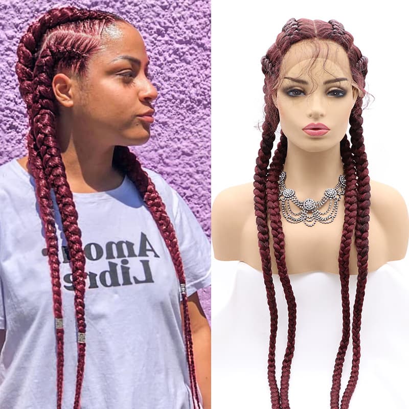 LACE FRONT BRAIDED WIGS HUMAN HAIR for WOMEN Short Four Brainy Chemical Fiber Fiber Head 1